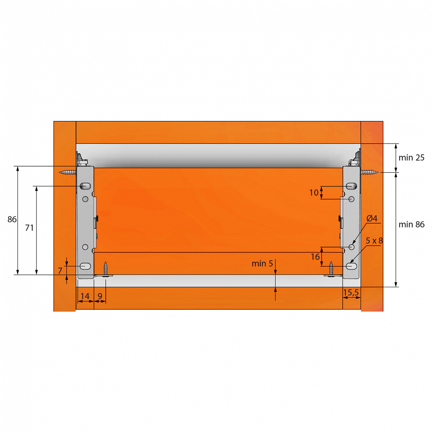 Металлобокс 450мм Н-86мм (белый)