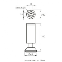 Опора мебельная регулируемая SOLLER 587А 38*100 мм сатин/хром