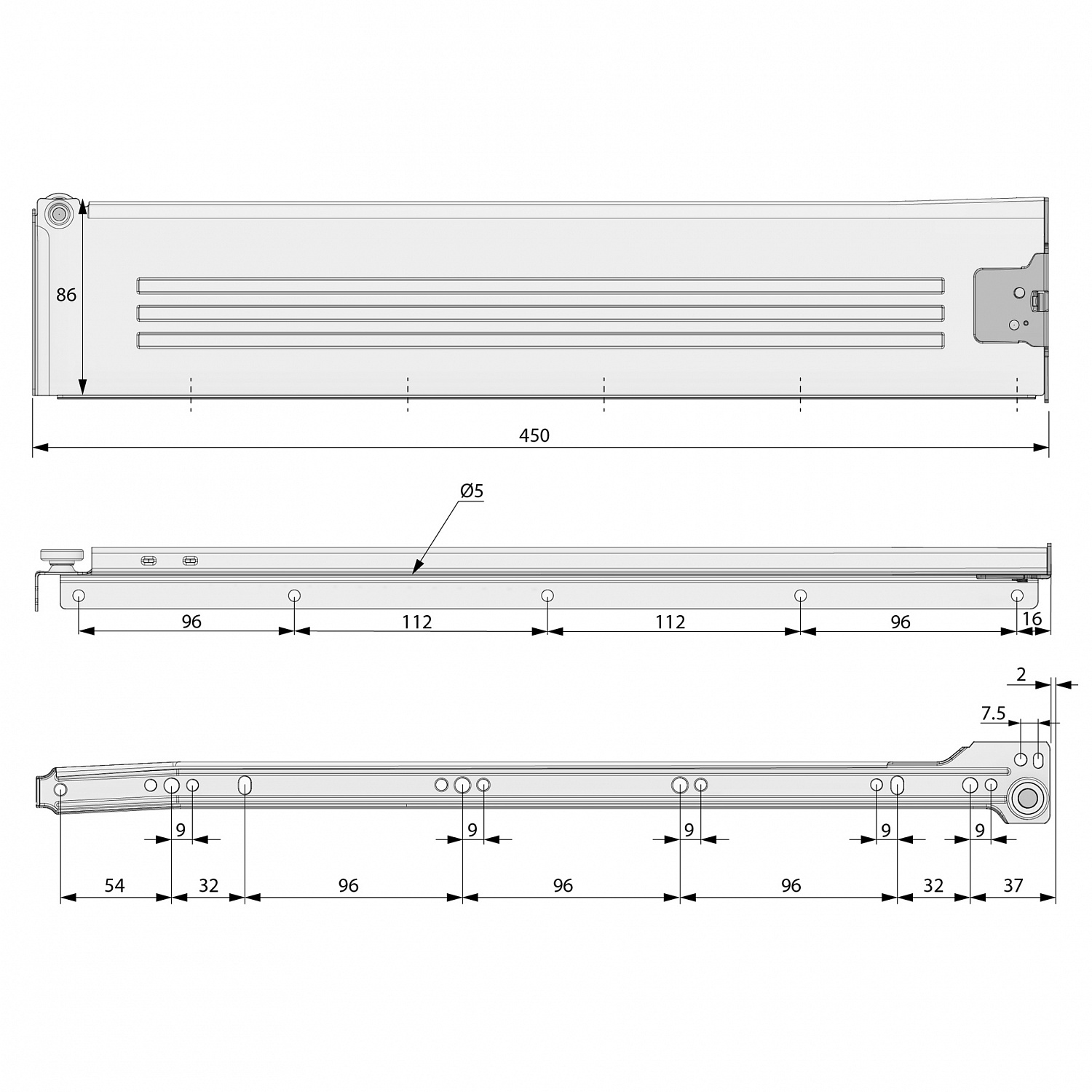 Металлобокс 450мм Н-86мм (белый)