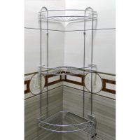 Полка для ванной угловая 3-х ярусная радиальная мелкая хром зеркальный крашенная