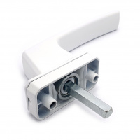 Ручка оконная с ключом, белая квадратная  (SWH37)