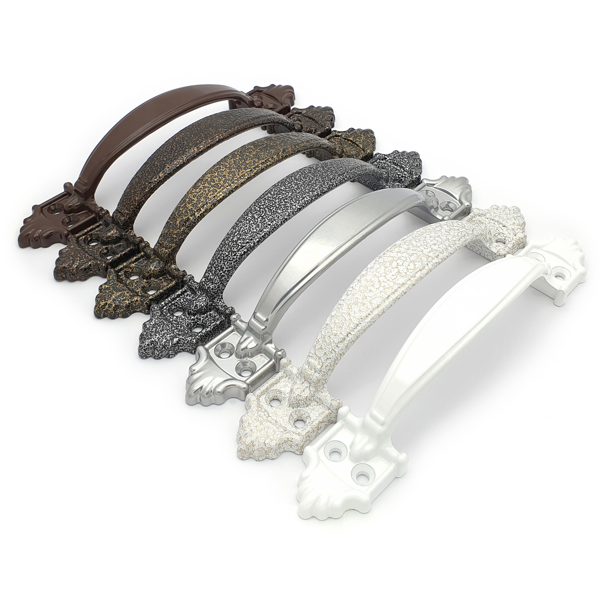 Ручка-скоба дверная РС-100 антик/серебро (литьё, ЦАМ)