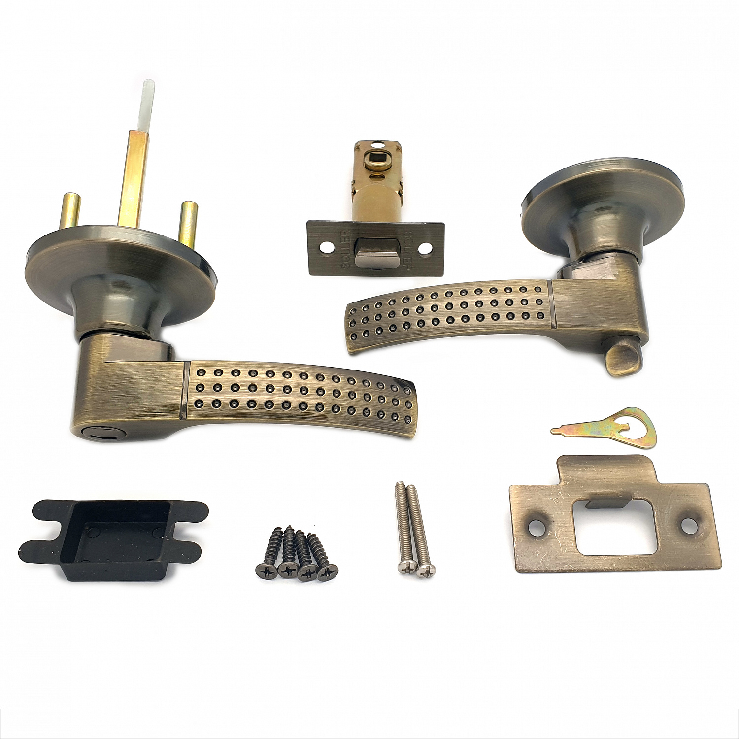 Ручка-защелка нажимная межкомнатная SOLLER R 3903 ВКАB бронза без ключа с фиксатором