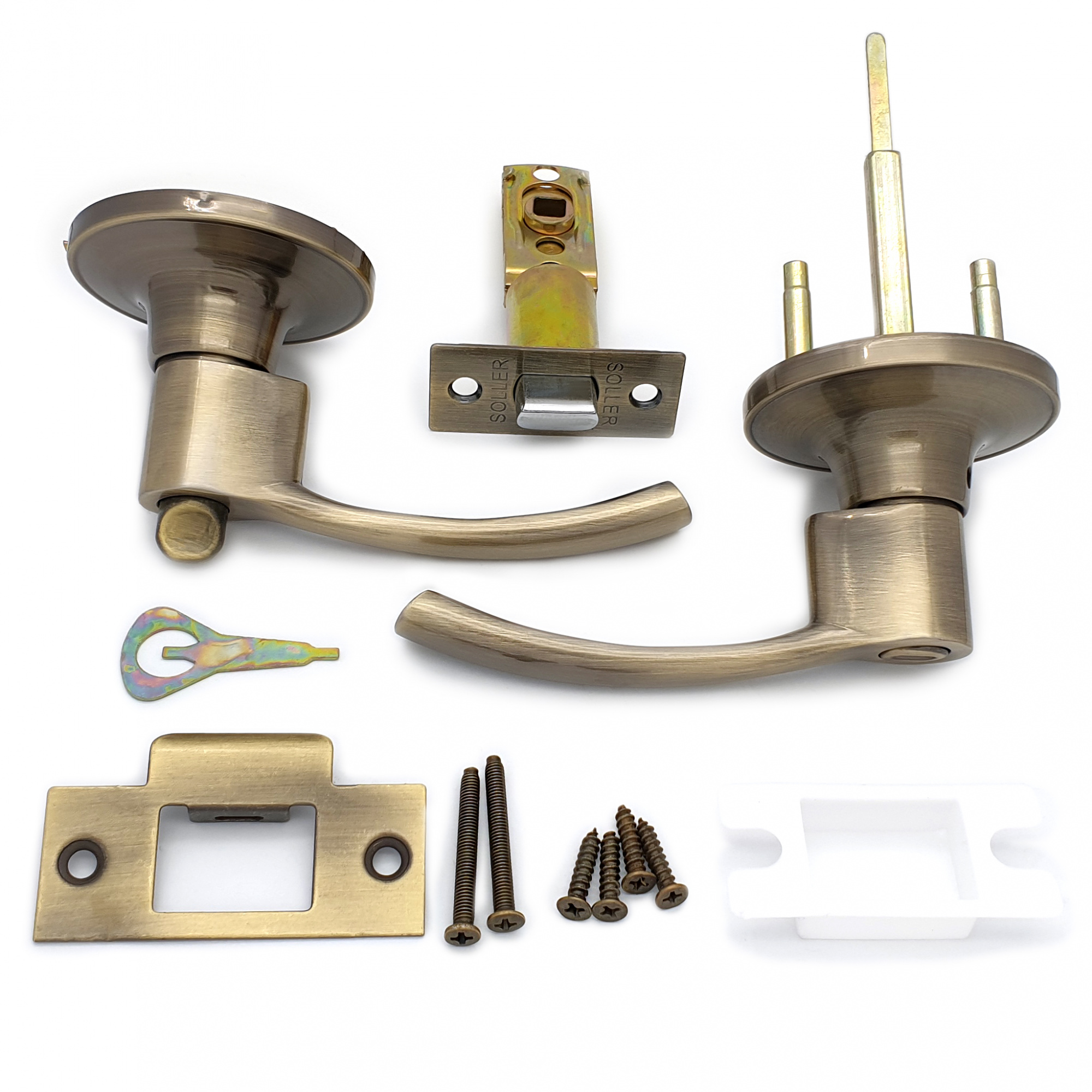 Ручка-защелка нажимная межкомнатная SOLLER R 3905 ВКАB бронза без ключа с фиксатором