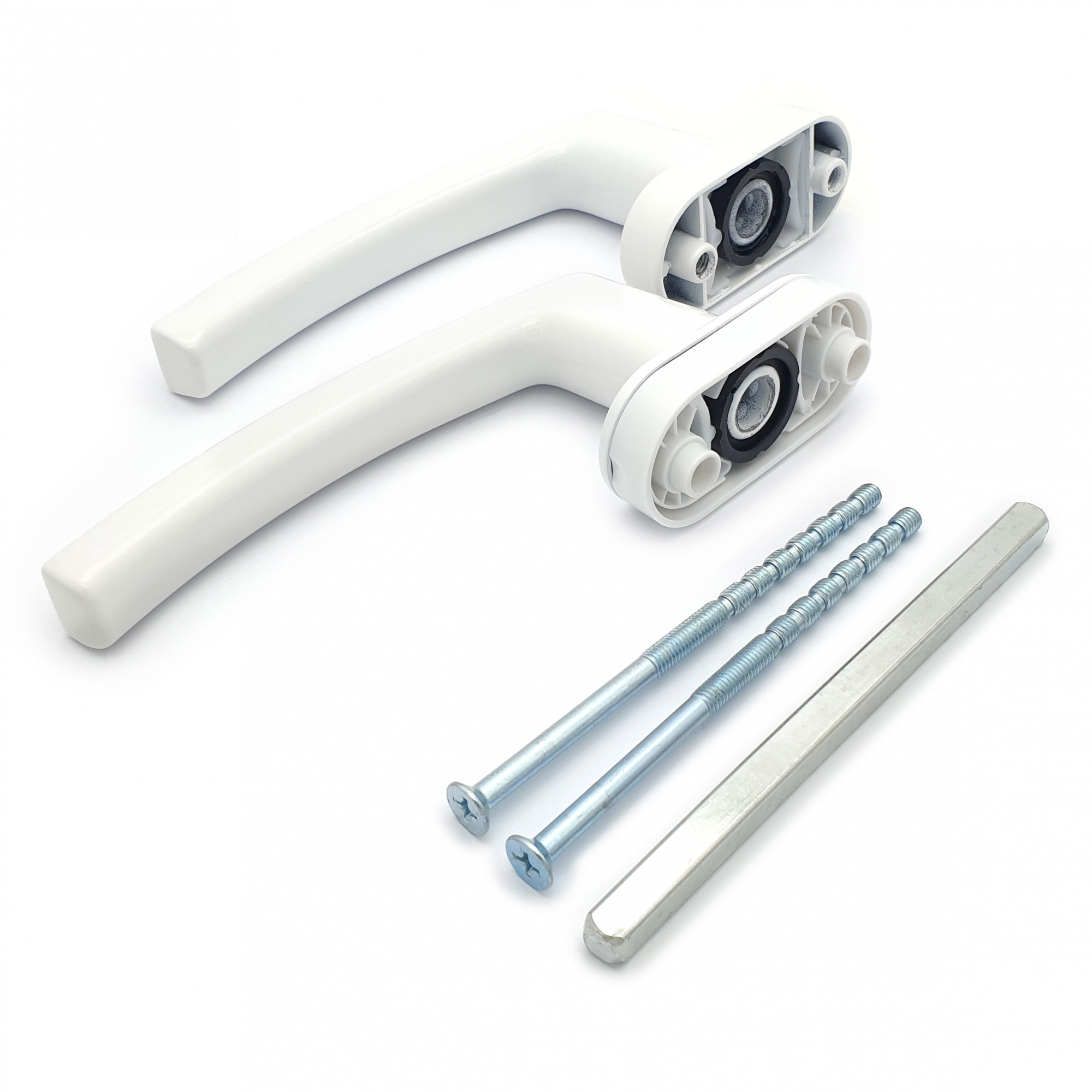 Ручка оконная двухсторонняя алюминиевая, бел.симметр. BHS-F-04