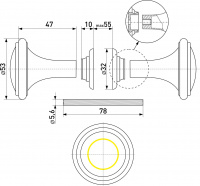 Ручка-стяжка дверная РДП-02-1 белая малая с кольцом