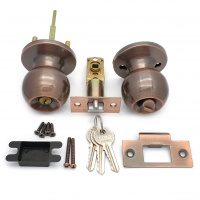 Ручка-защелка /кноб/ межкомнатная SOLLER ЗШ-01 ETAC медь с ключом и фиксатором