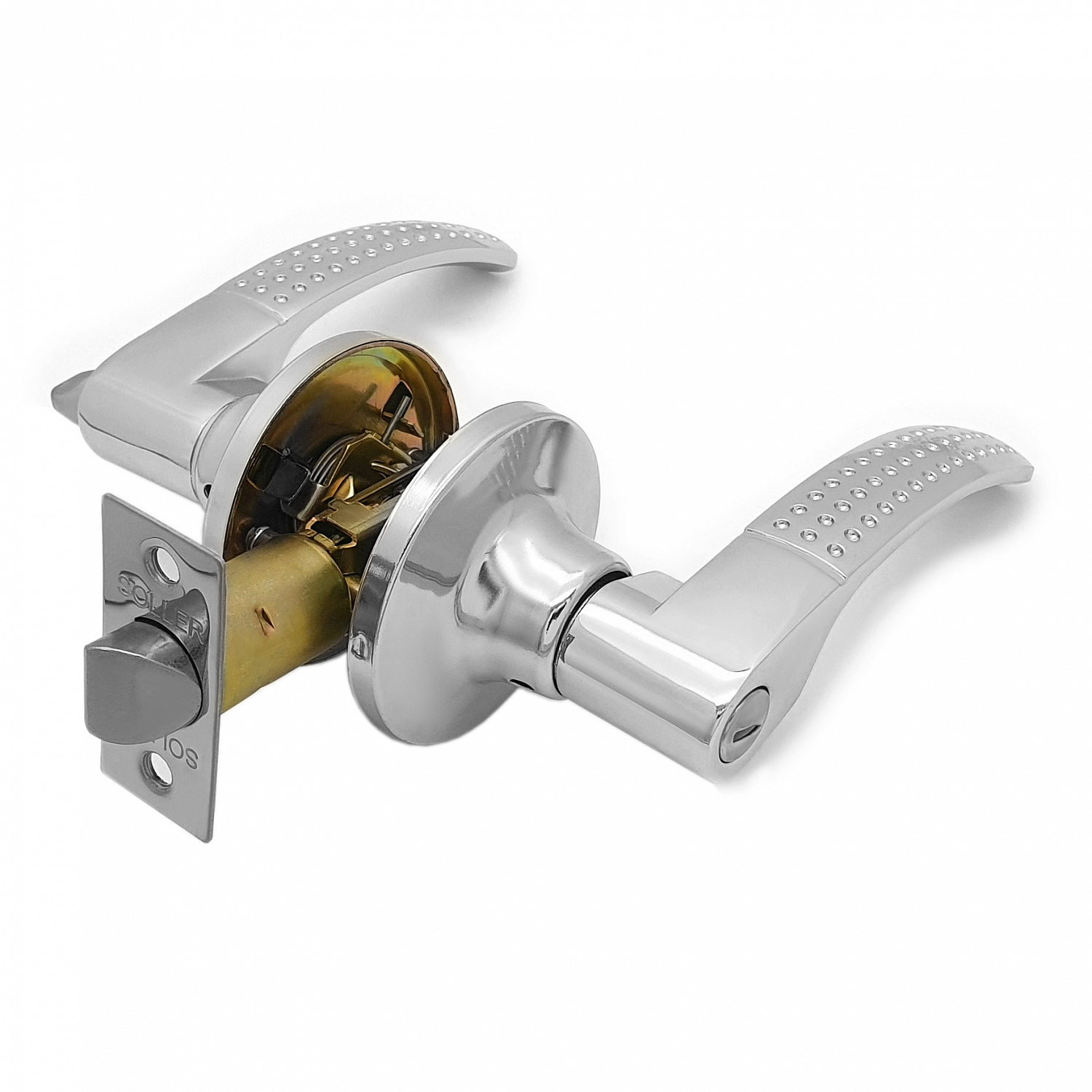 Ручка-защелка нажимная межкомнатная SOLLER R 3903 ВКСР хром без ключа с фиксатором