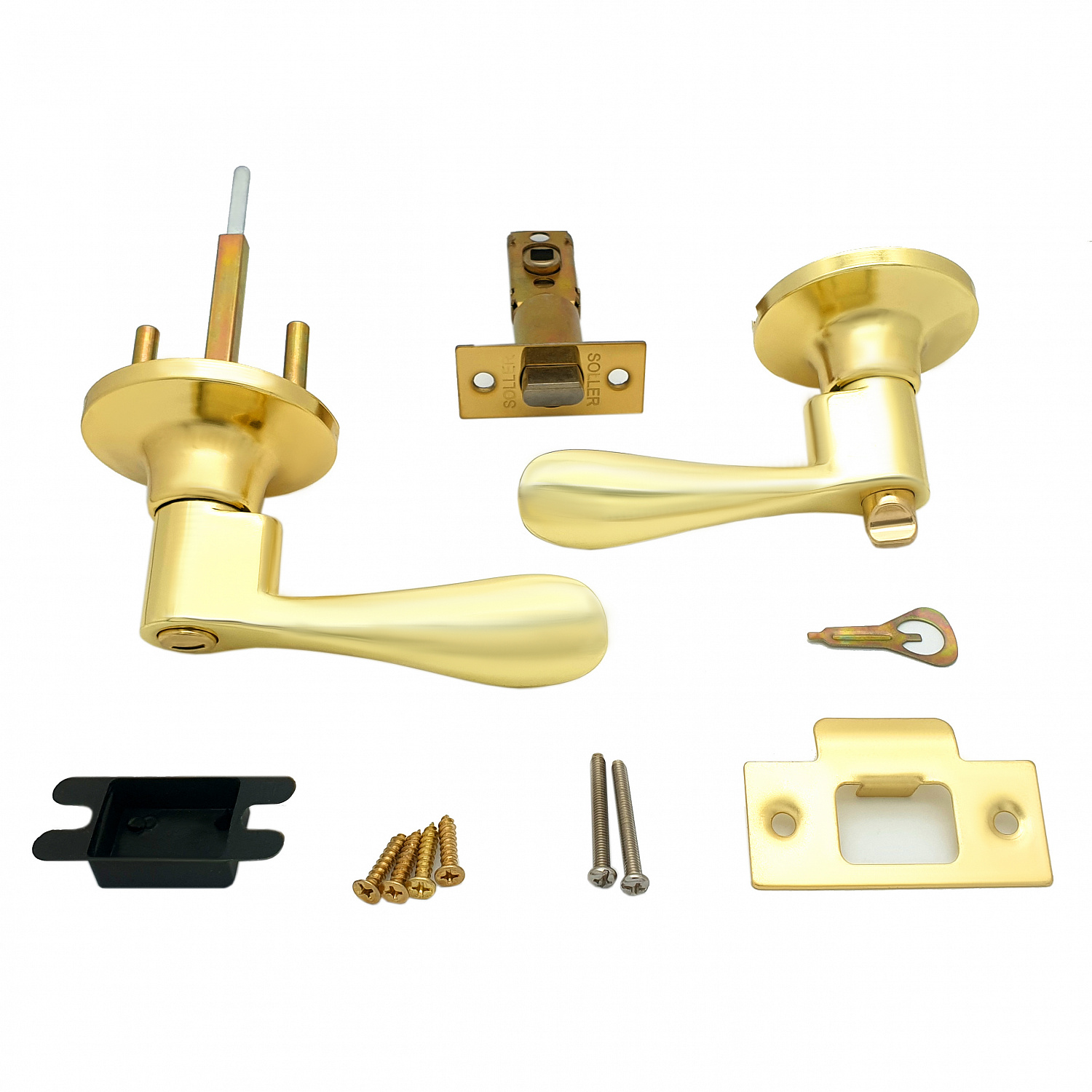 Ручка-защелка нажимная межкомнатная SOLLER R 891 ВКSB матовое золото без ключа с фиксатором