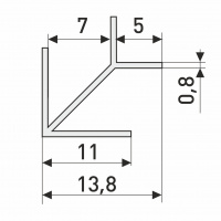 Планка для панелей "Союз" 6 мм 600 мм угловая универсальная (внутренний 90°) елочка матовый хром 