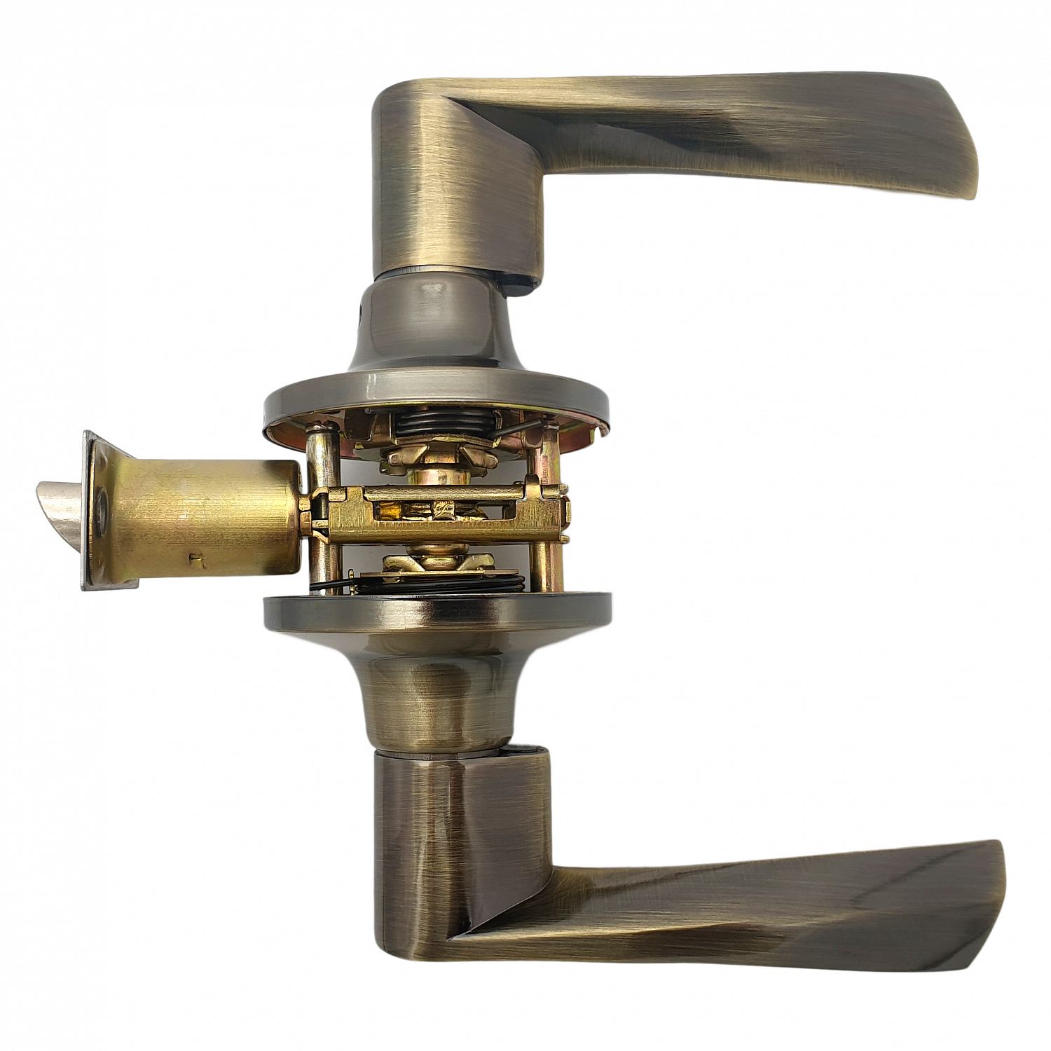 Ручка-защелка нажимная межкомнатная SOLLER R 860 ВКPS АВ бронза без ключа и фиксатора