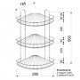 Полка для ванной угловая 3-х ярусная радиальная мелкая хром зеркальный крашенная