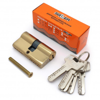 Механизм цилиндровый SOLLER F5 золото 60мм, 5 ключей латунь/металл, профильный ключ (25+10+25) Cu.C