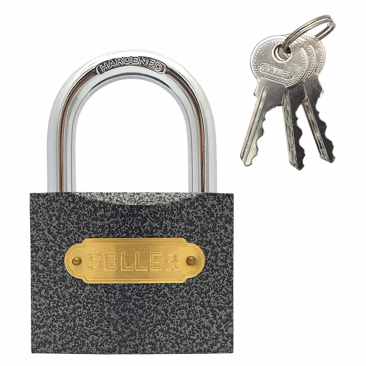 Замок навесной SOLLER 367-75HG 74 мм цилиндр из латуни