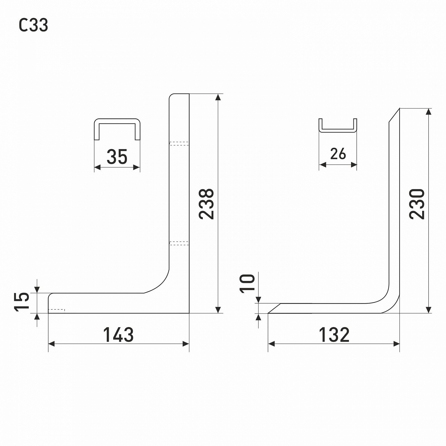 Полкодержатель SOLLER С33 хром 237*143*35 мм