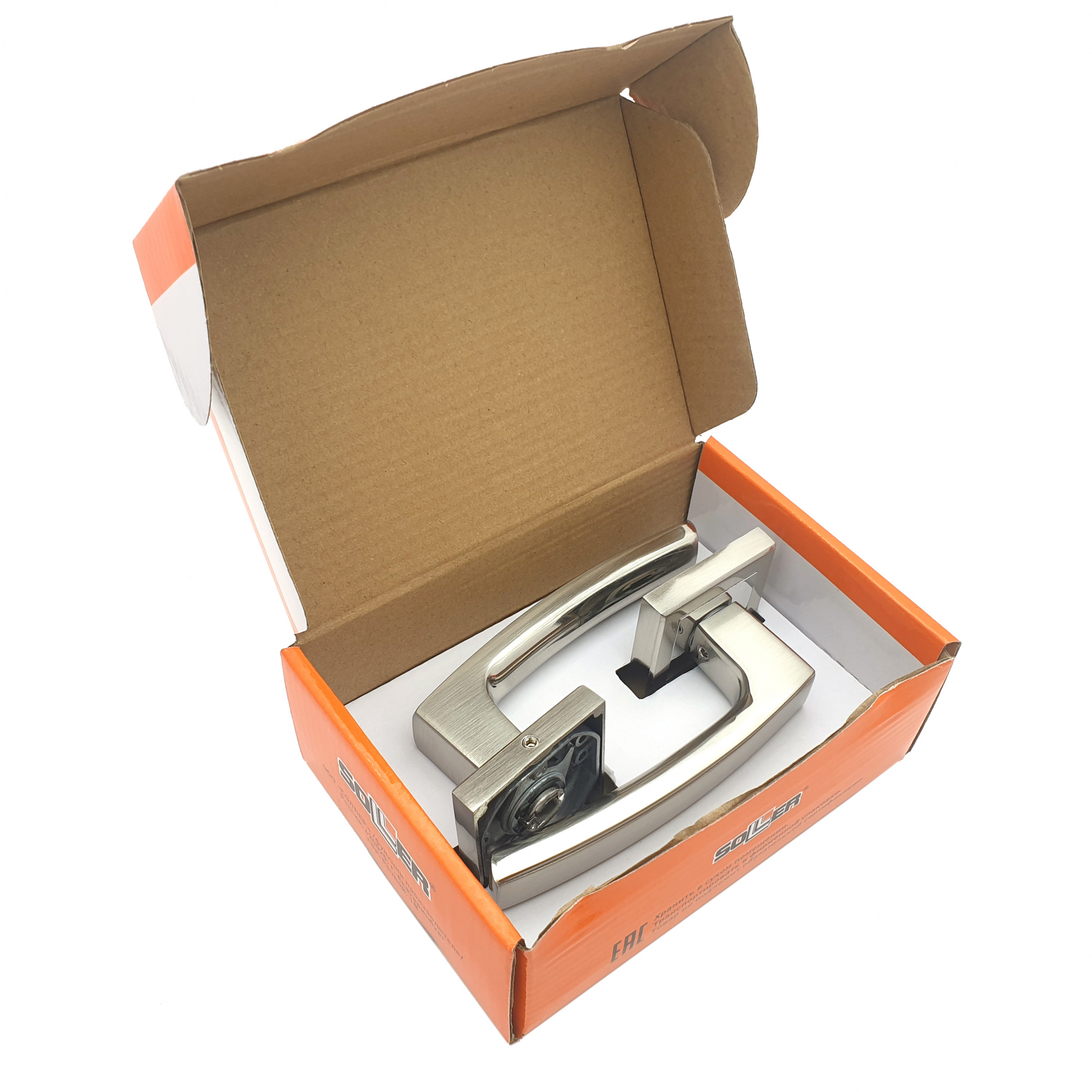 Комплект дверных ручек SOLLER KR-81AE8S сатин/хром 